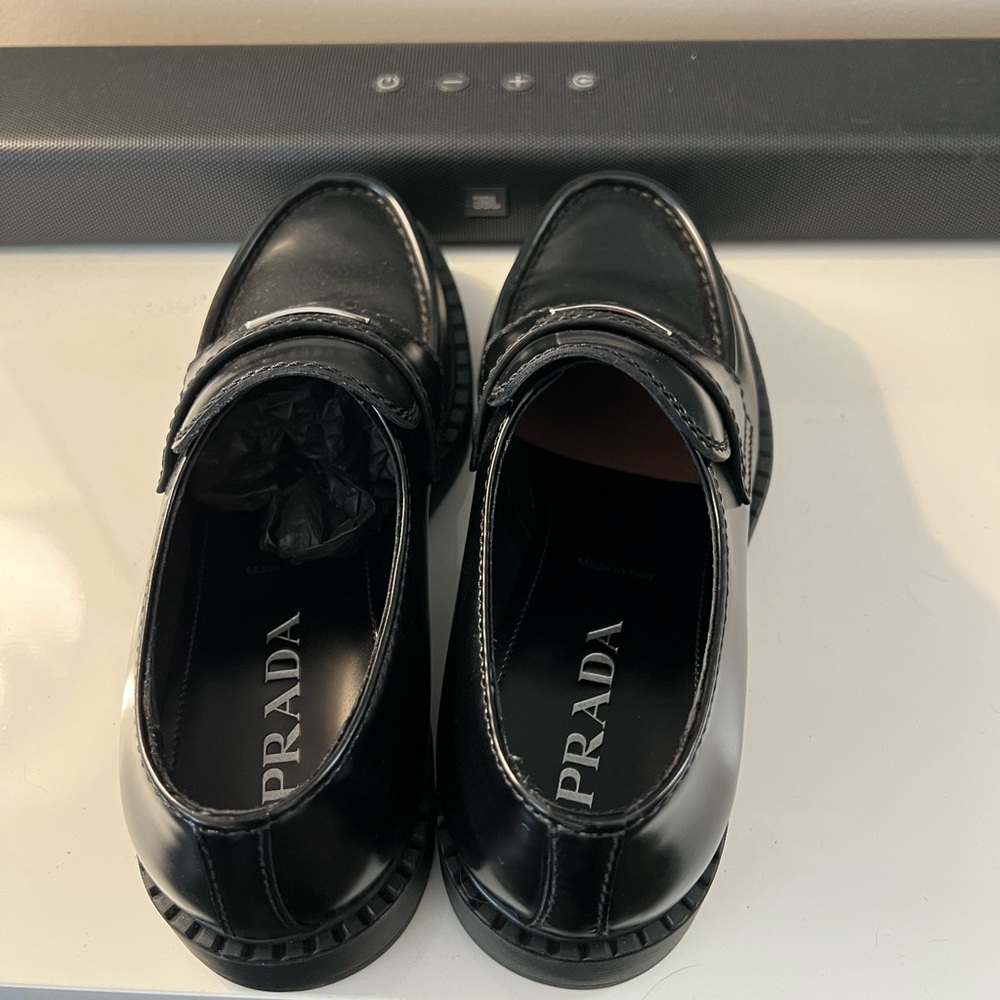 PRADA BRUSHED LEATHER LOAFERS. BRAND NEW. Men’s size 9.5